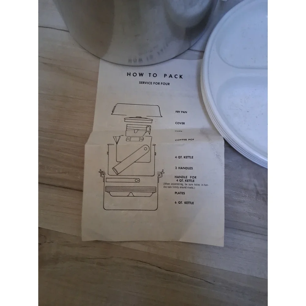 Vintage Mirro Aluminum Camping Mess Kit For 4